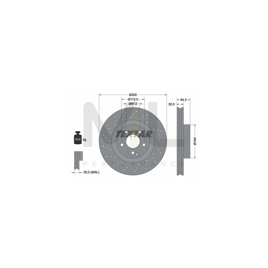 TEXTAR PRO+ 92120207 Brake Disc Internally Vented, Perforated, Coated, Alloyed / High-carbon, without wheel hub, without wheel studs | ML Performance Car Parts