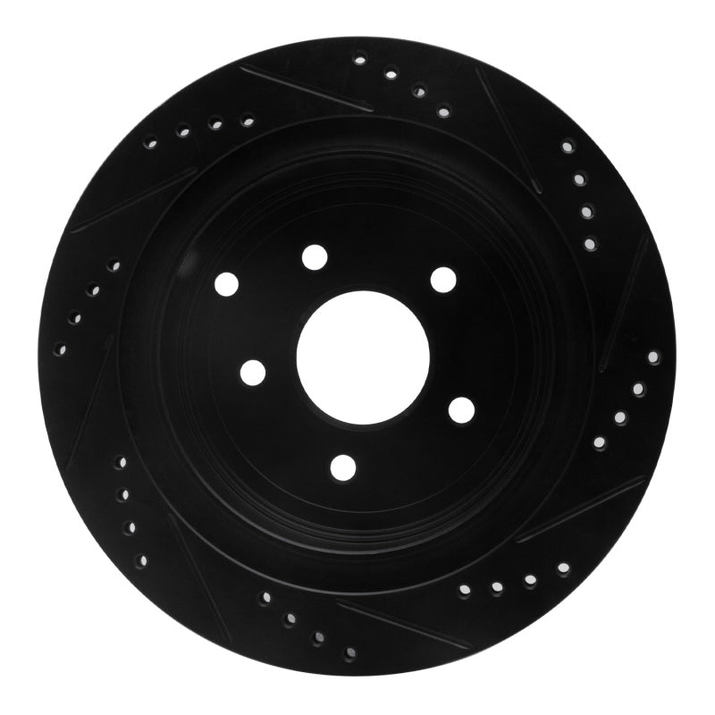 R1 Concepts R1 2003-2024 Infiniti M37 Rear Left Drilled & Slotted Black Brake Rotor