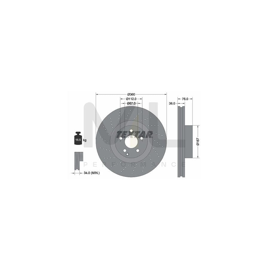 TEXTAR 92124200 Brake Disc suitable for MERCEDES-BENZ S-Class Internally Vented, Perforated, without wheel hub, without wheel studs | ML Performance Car Parts