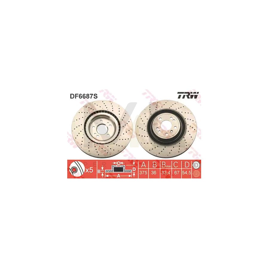 TRW DF6687S Brake Disc Perforated / Vented, Painted | ML Performance Car Parts