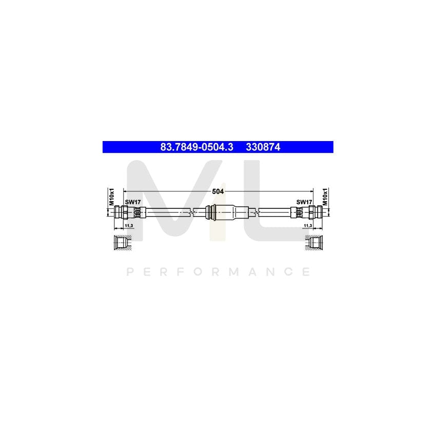 ATE 83.7849-0504.3 Brake Hose 504mm