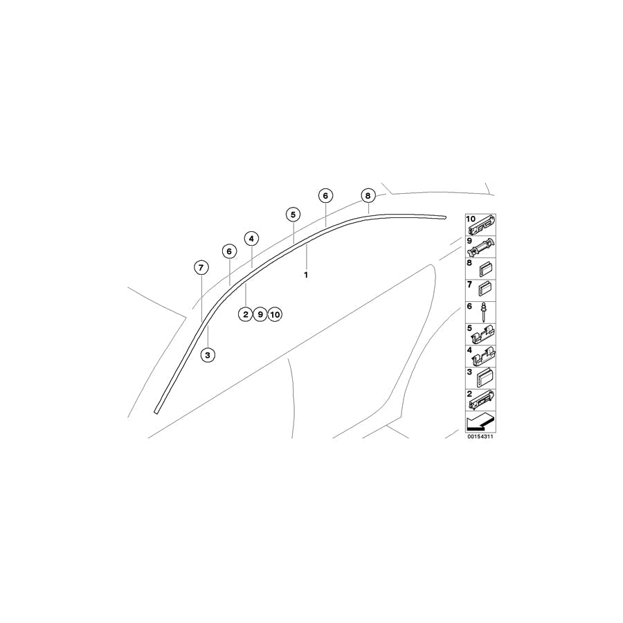 Genuine BMW 51137119940 E66 E67 Roof Molding Prime-Coated Right (Inc. 760Li, 735Li & 760LiS) | ML Performance US Car Parts
