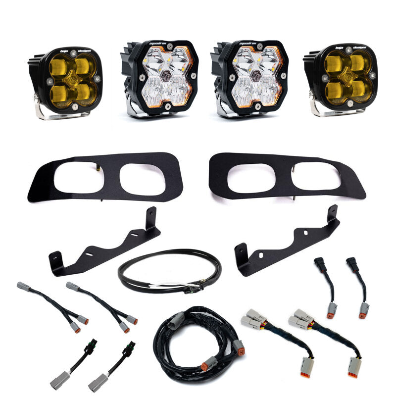 Baja Designs 2023+ Ford Super Duty Squadron Sport/SAE 2.0 Dual Fog Pocket Kit (SAE Fog) - Baja Amber
