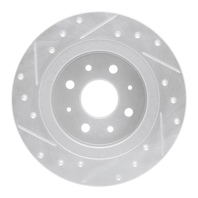 R1 Concepts R1 98-03 Kia SEPHIA Rear Right Drilled & Slotted Silver Brake Rotor