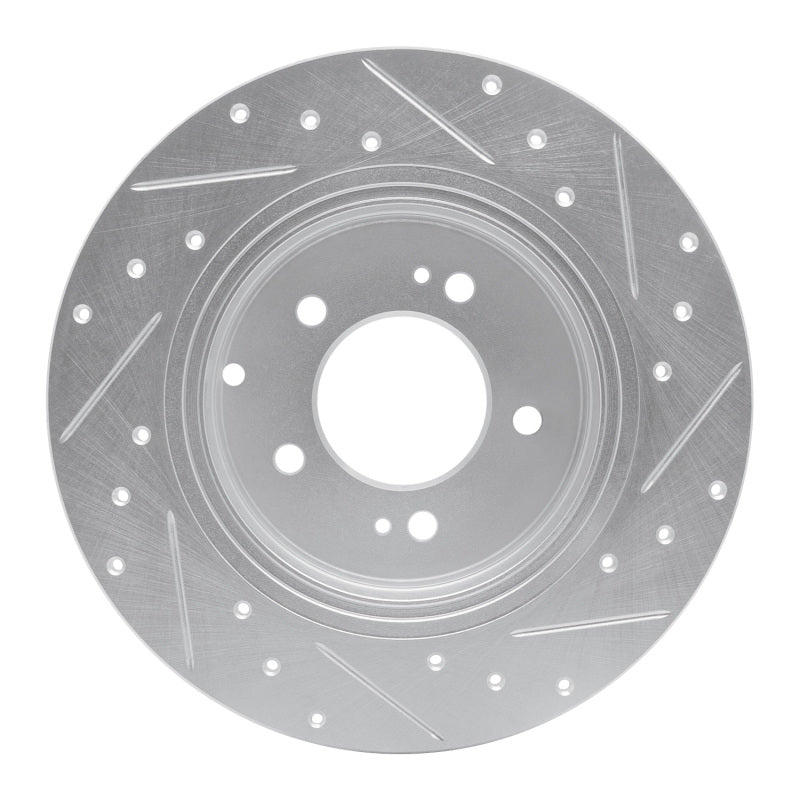 R1 Concepts R1 17-19 Kia Cadenza Rear Left Drilled & Slotted Silver Brake Rotor