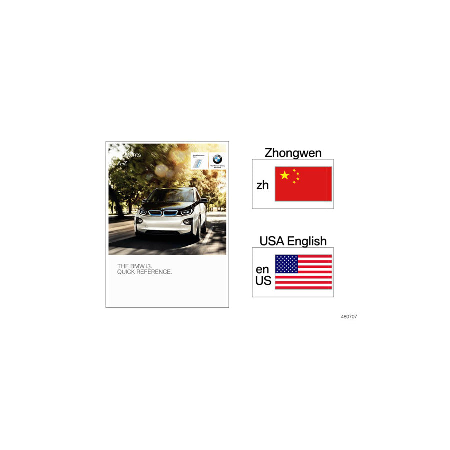Genuine BMW 01402921334 Quick Reference Card ENUS/BEV (Inc. i3 60Ah & i3 94Ah) | ML Performance US Car Parts