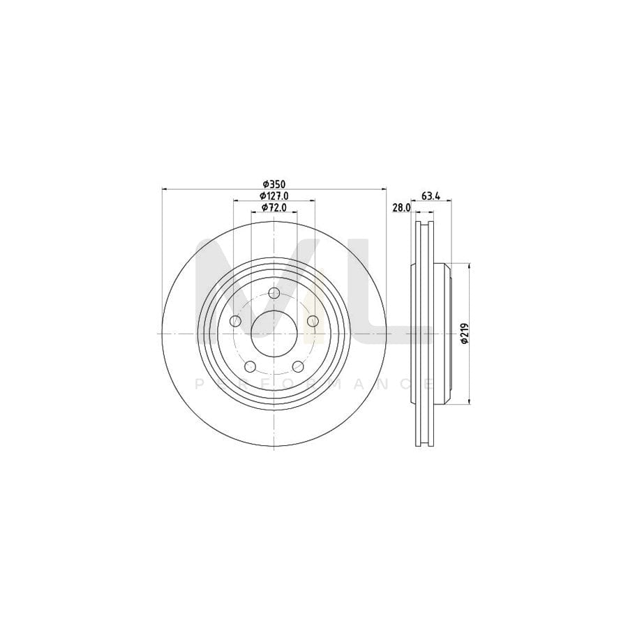 HELLA PRO 8DD 355 125-141 Brake Disc for JEEP Grand Cherokee IV (WK, WK2) Externally Vented, Coated, without wheel hub, without wheel studs