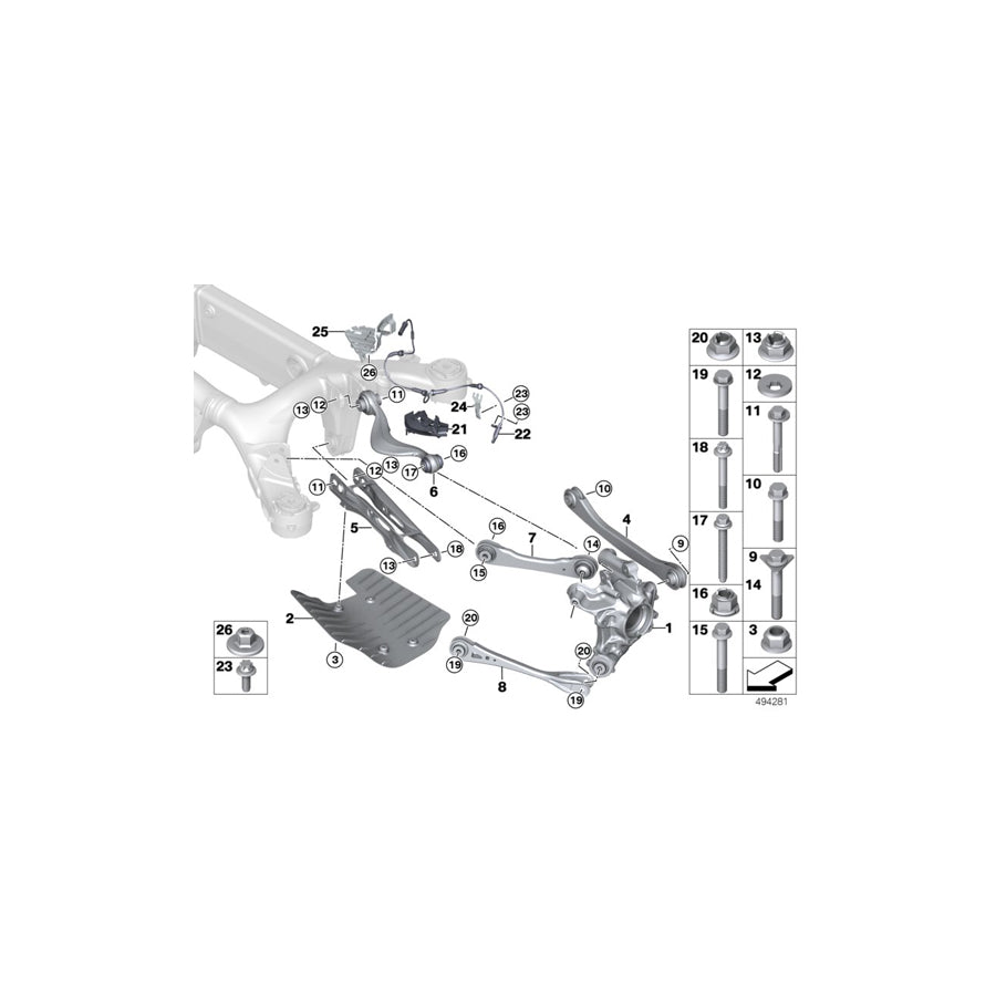 Genuine BMW 33306850561 G14 G15 Wheel Carrier, Left Rear (Inc. 840i, 840dX & M850iX) | ML Performance US Car Parts