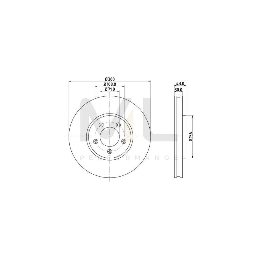 HELLA PRO 8DD 355 106-821 Brake Disc Internally Vented, Coated, without wheel hub, without wheel studs