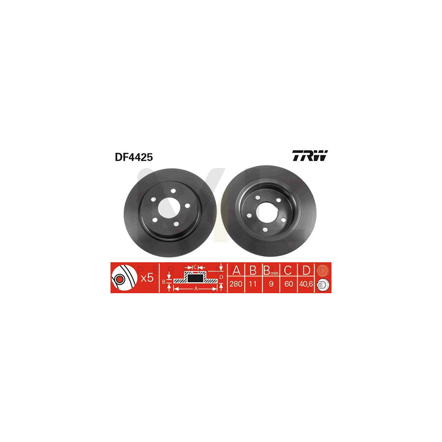 TRW DF4425 Brake Disc Solid | ML Performance Car Parts