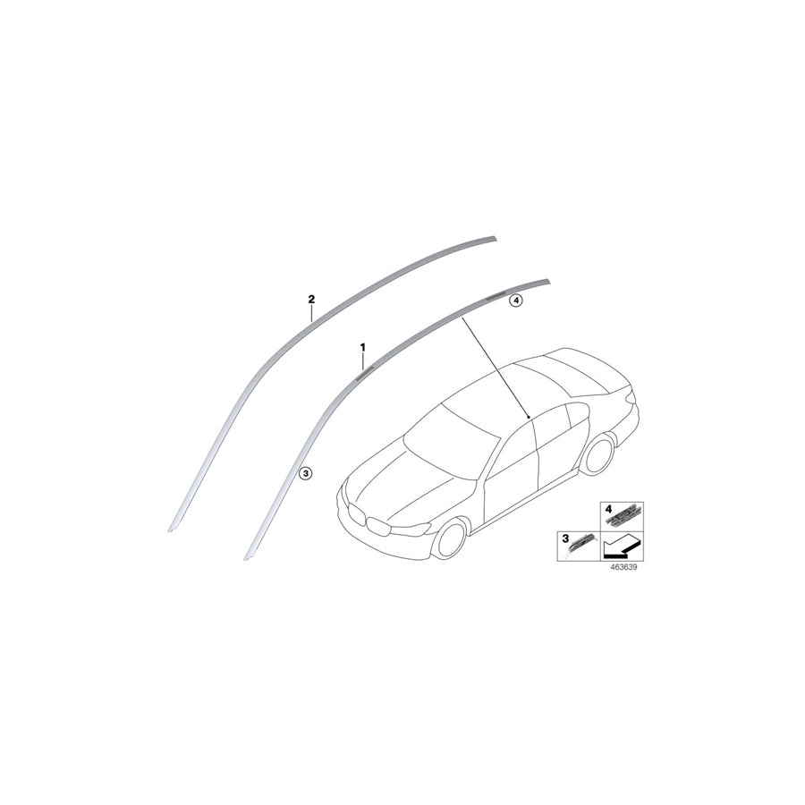 Genuine BMW 51137412657 G32 Roof Molding Prime-Coated Left (Inc. 630iX, 620d & 630d) | ML Performance US Car Parts