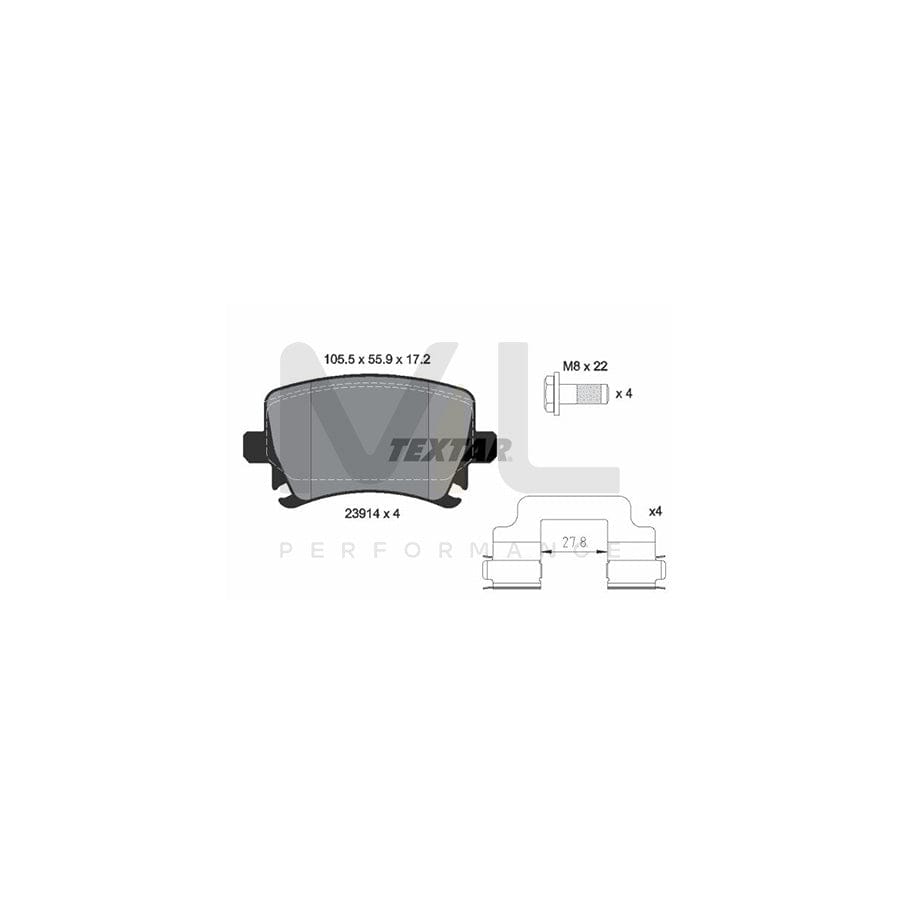 TEXTAR 2391402 Brake pad set prepared for wear indicator, with brake caliper screws, with accessories | ML Performance Car Parts
