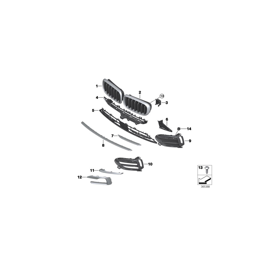 Genuine BMW 51137373697 F16 Trim Grill, High, Left (Inc. X6) | ML Performance US Car Parts