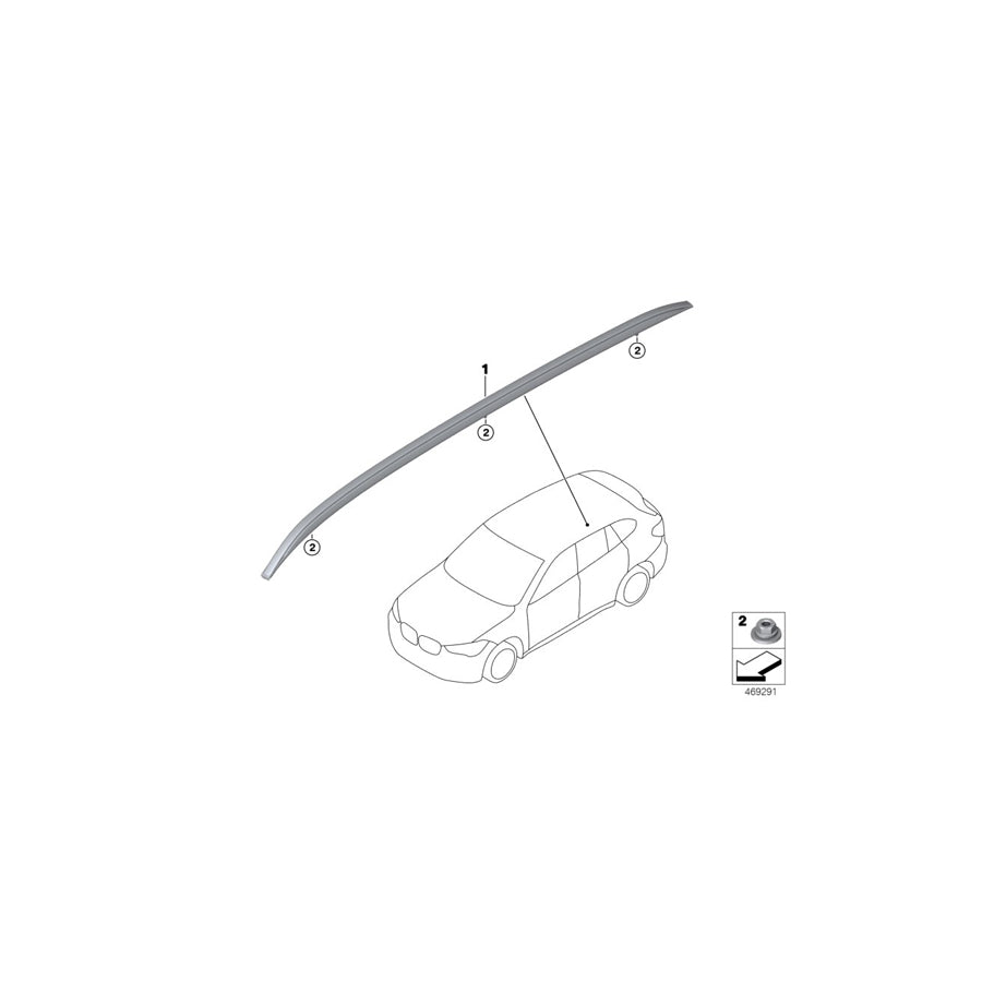 Genuine BMW Mini 51137356435 F48 Roof Rails Aluminium Black Left (Inc. X1 25dX, X1 20iX & X1 18i) | ML Performance US Car Parts