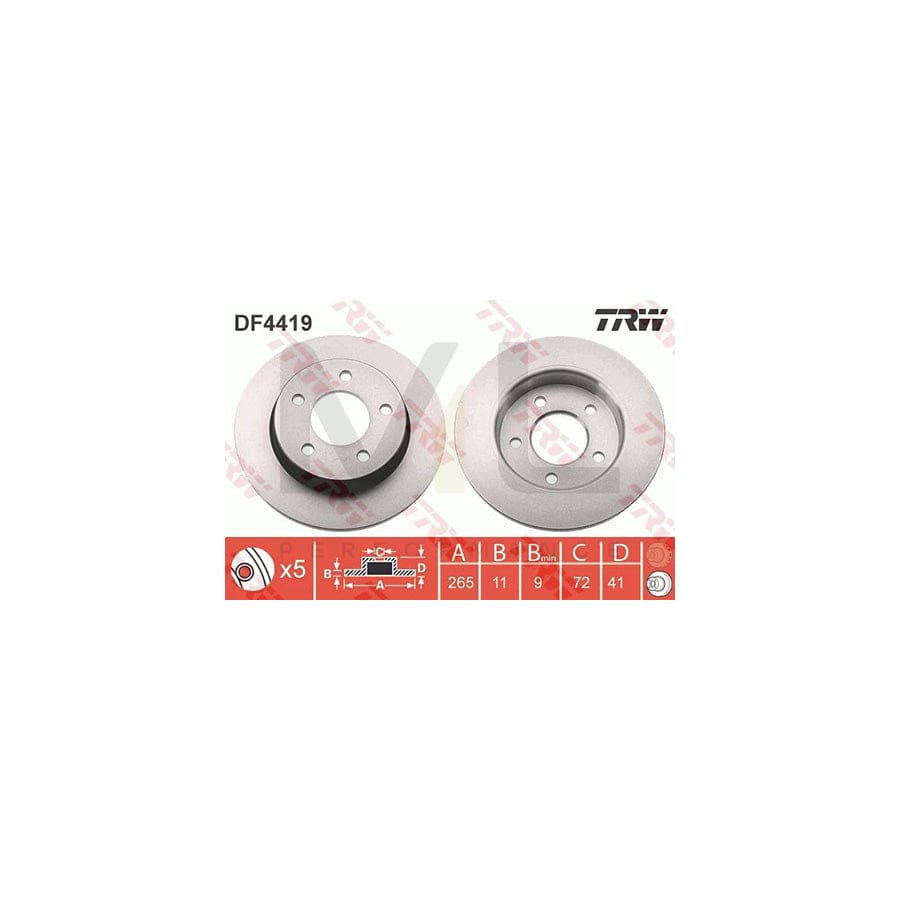 TRW DF4419 Brake Disc Solid, Painted | ML Performance Car Parts