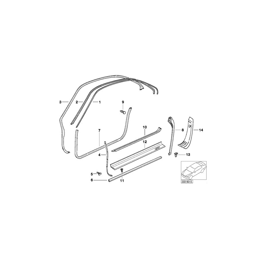 Genuine BMW 51478117294 E31 Sill Strip Right PERGAMENT DUNKL (Inc. 840i, 850Ci & 840Ci) | ML Performance US Car Parts