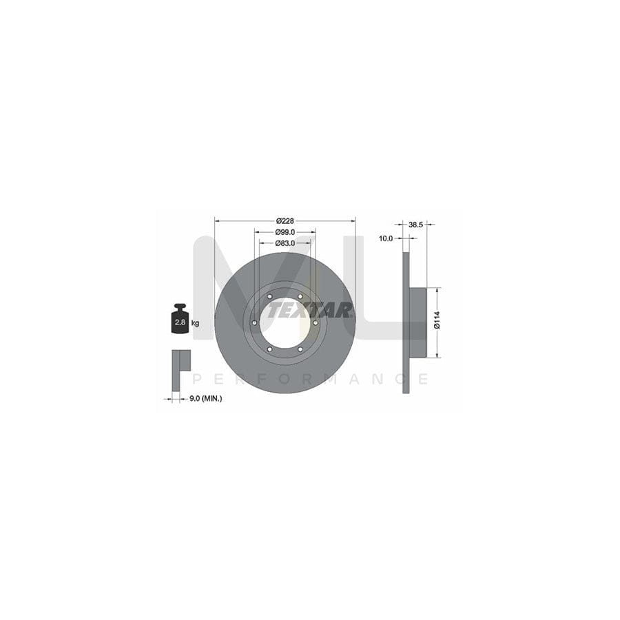 TEXTAR 92009200 Brake Disc Solid, without wheel hub, without wheel studs | ML Performance Car Parts