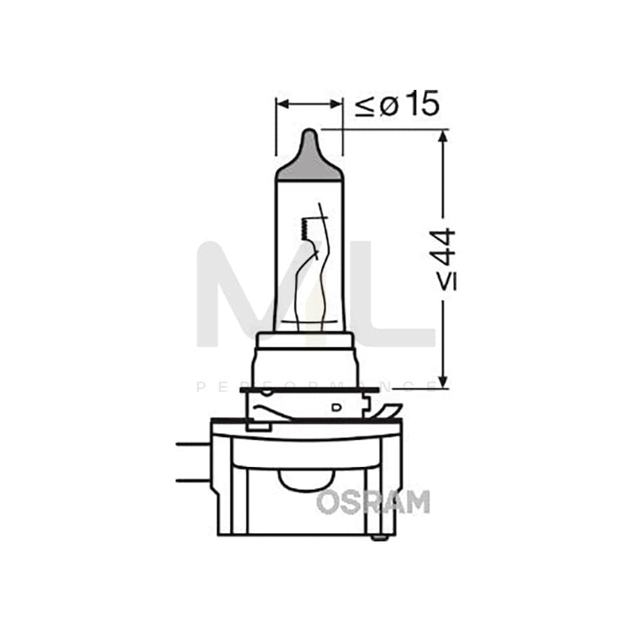 OSRAM ORIGINAL 64242 Bulb, spotlight H8B 12V 35W PGJY-1 3200K Halogen