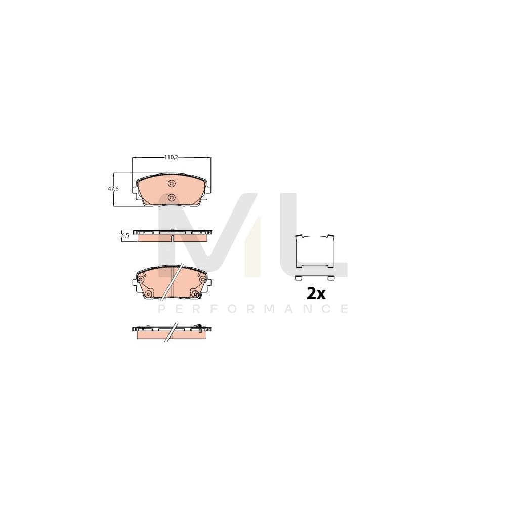 TRW Gdb2160 Brake Pad Set For Kia Picanto Ii (Ta) With Acoustic Wear Warning, With Accessories | ML Performance Car Parts