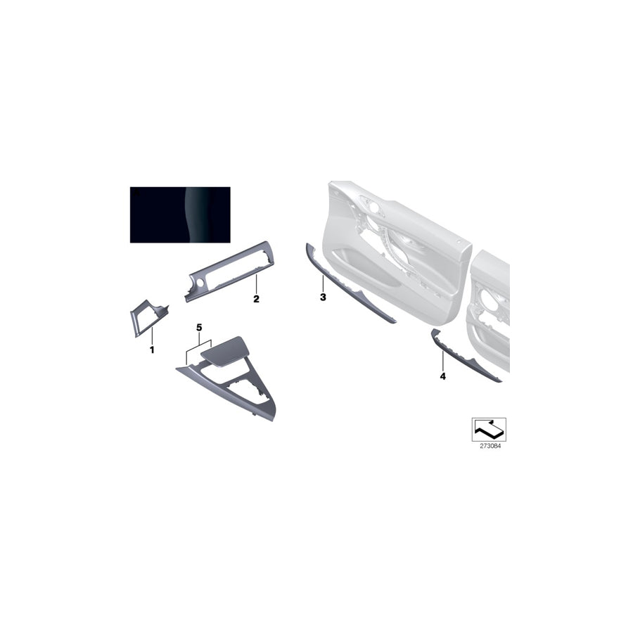Genuine BMW 51428032937 F06 F06 Wooden Strip, Door Rear Left PIANOLACK SW (Inc. 650iX 4.0, 650i & 640iX) | ML Performance US Car Parts