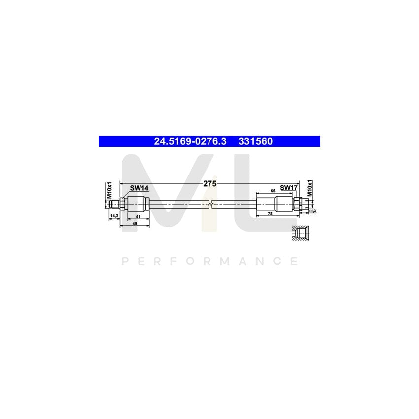 ATE 24.5169-0276.3 Brake Hose 275mm, M10x1