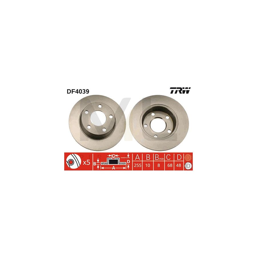 TRW DF4039 Brake Disc Solid, Painted | ML Performance Car Parts