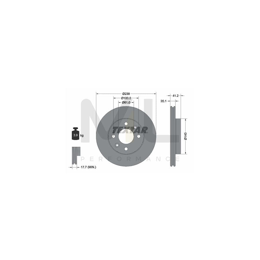 TEXTAR 92036200 Brake Disc Internally Vented, without wheel hub, without wheel studs | ML Performance Car Parts