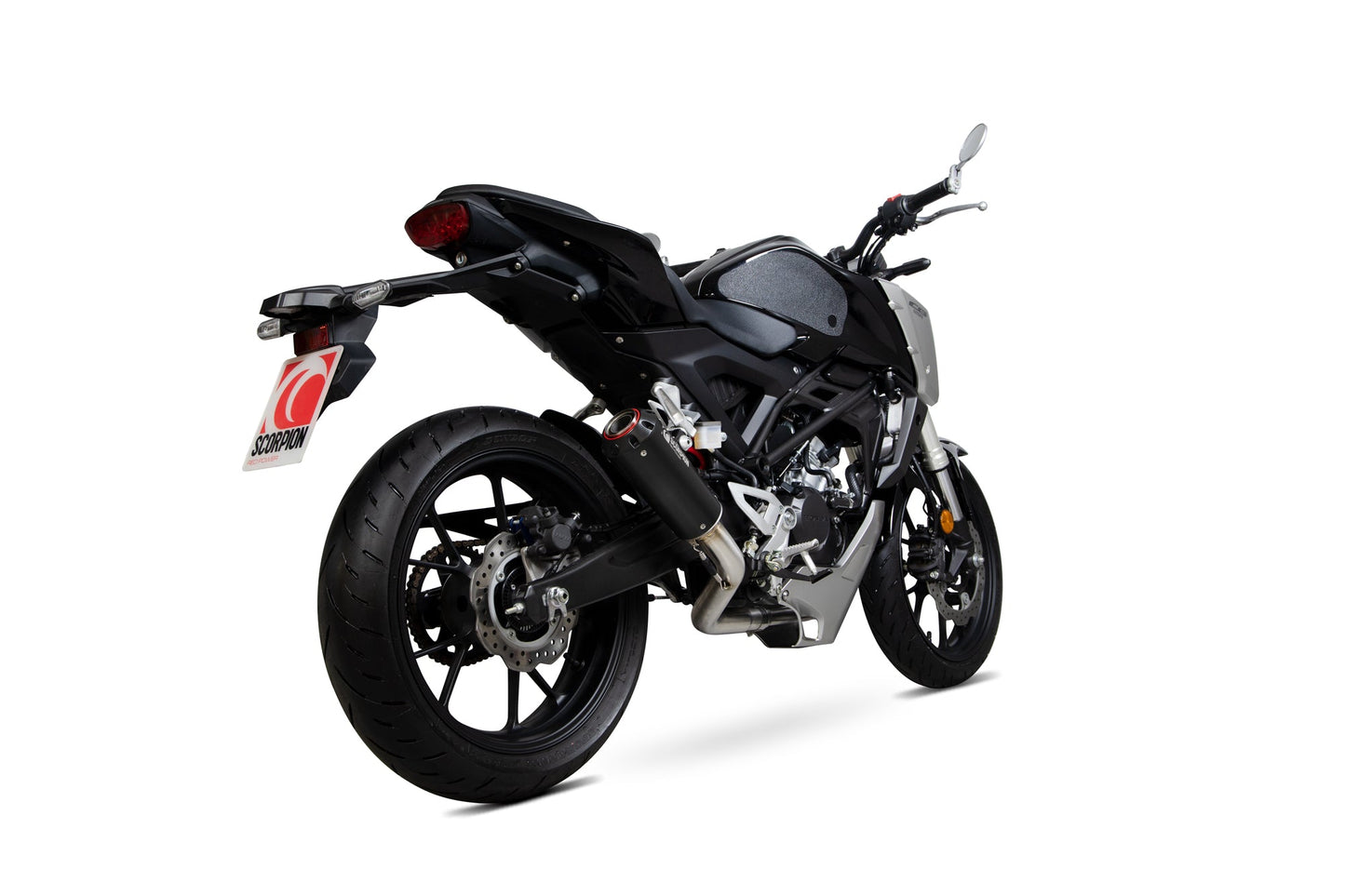 Scorpion PHA183SYSBCER Honda CB125 R Red Power Full System - Black Ceramic Coated Sleeve | ML Performance US US