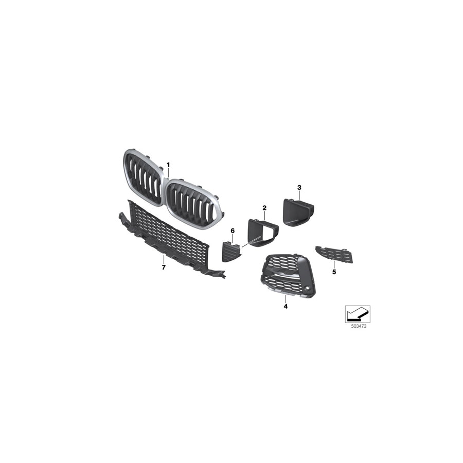Genuine BMW 51138080619 F48 Grill Front SHADOWLINE (Inc. X1 20dX, X1 20d & X1 18i) | ML Performance US Car Parts