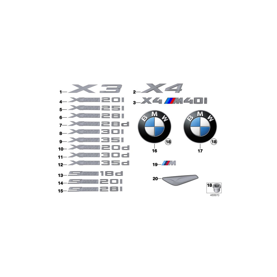 Genuine BMW 51147340321 F26 Trunk Lid Badge (Inc. X4) | ML Performance US Car Parts