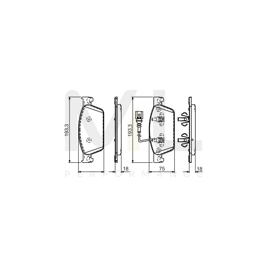 Bosch 0986Tb3163 Brake Pad Set Incl. Wear Warning Contact, With Integrated Wear Sensor | ML Performance Car Parts