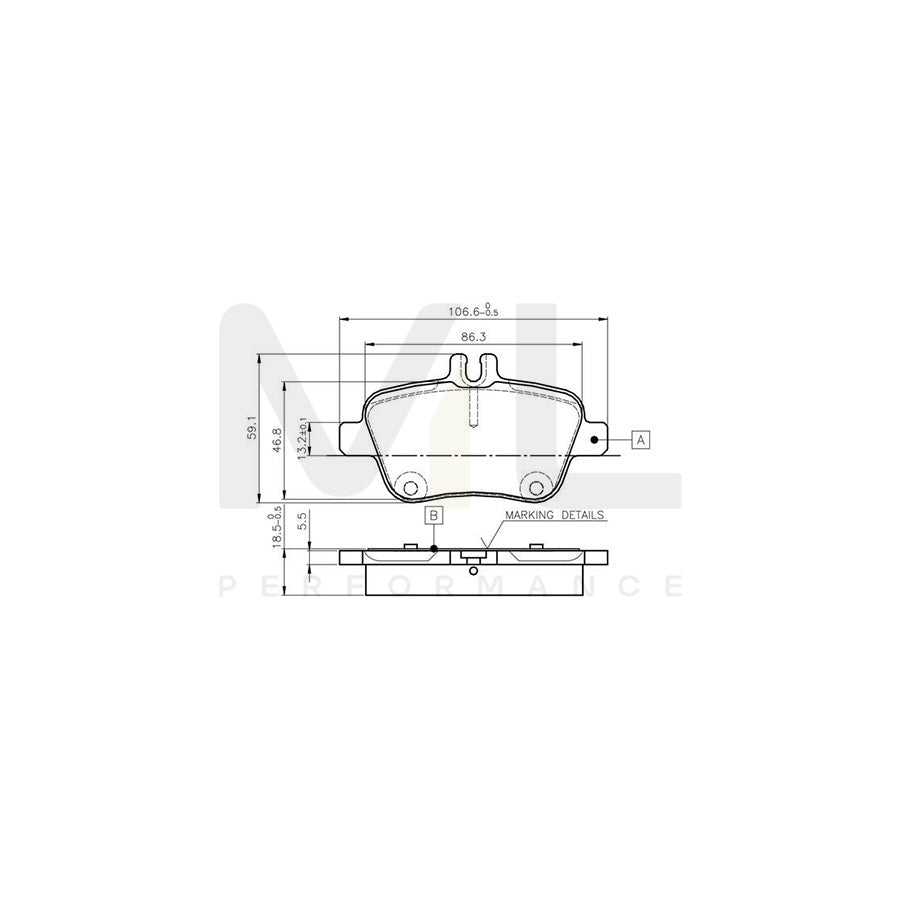 Bosch 0986Tb3145 Brake Pad Set Excl. Wear Warning Contact, With Bolts, With Accessories | ML Performance Car Parts