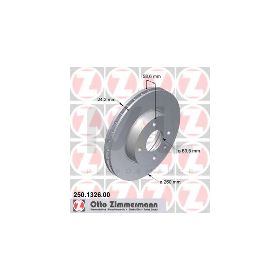 ZIMMERMANN 250.1326.00 Brake Disc Internally Vented - 1 piece