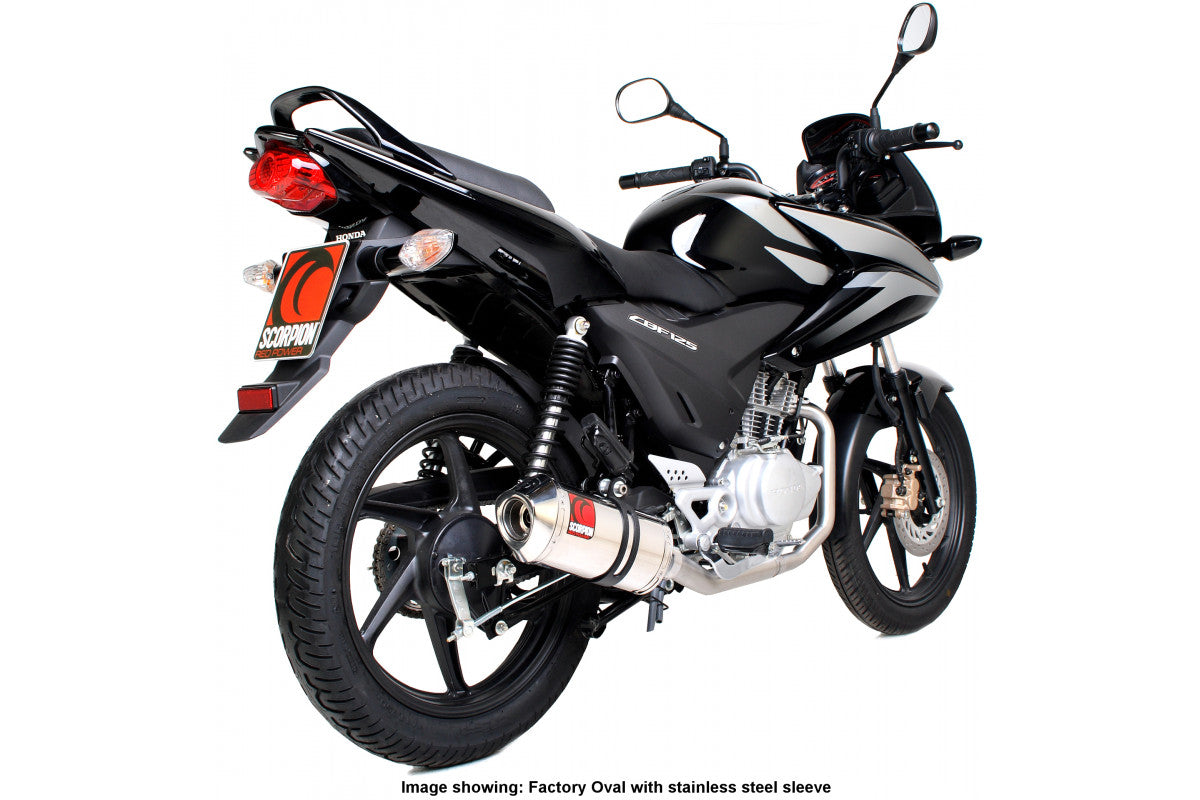 Scorpion EHA107CEO Honda CBF125 Factory Oval Full System - Carbon Fibre Sleeve | ML Performance US US