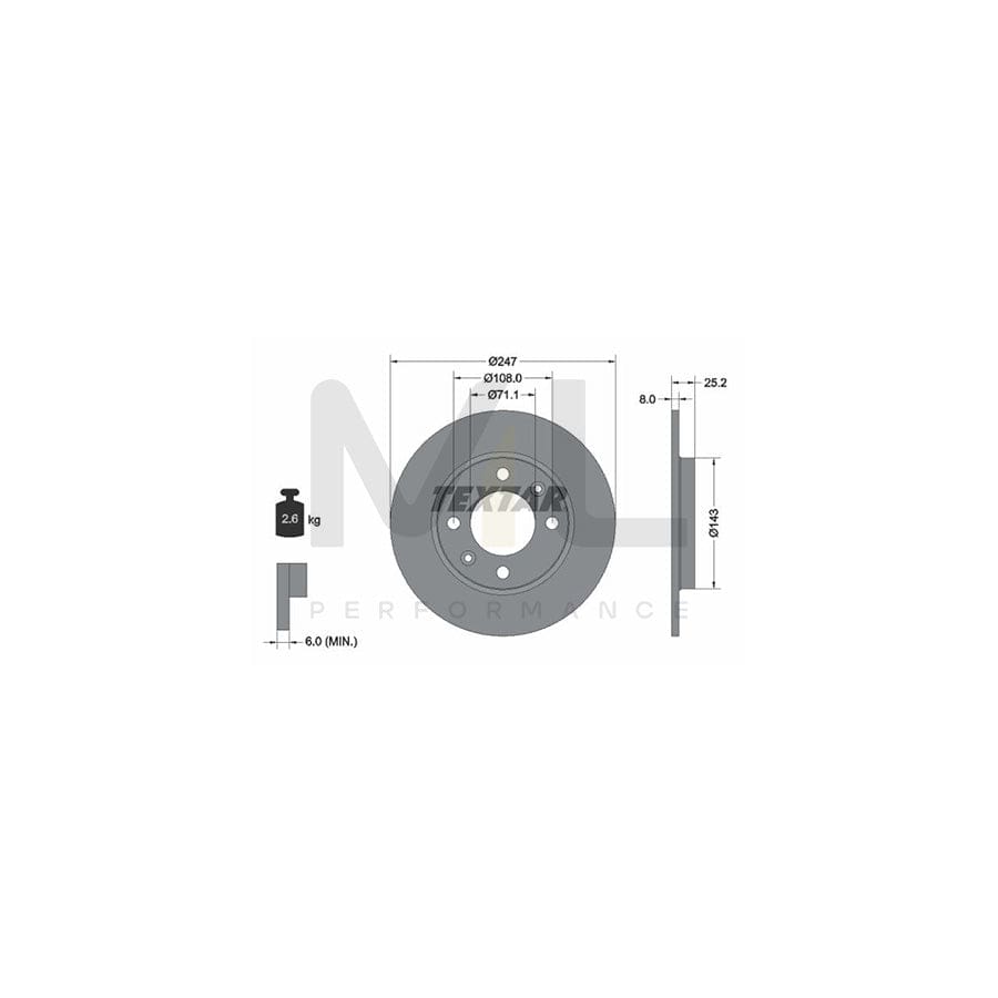 TEXTAR 92055000 Brake Disc Solid, without wheel hub, without wheel studs | ML Performance Car Parts