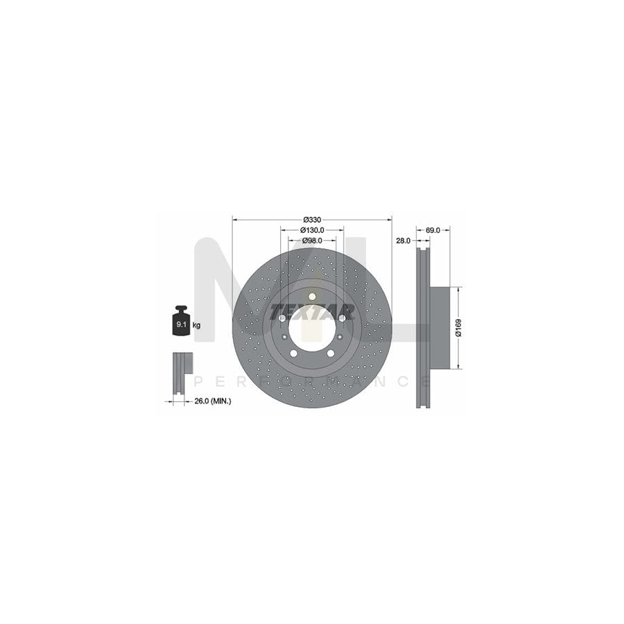TEXTAR PRO+ 92279705 Brake Disc Internally Vented, Perforated, Coated, High-carbon, without wheel hub, without wheel studs | ML Performance Car Parts