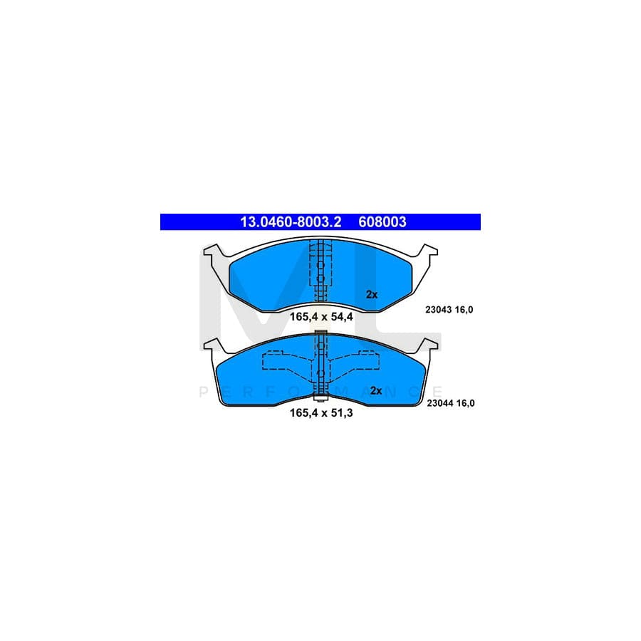 ATE 13.0460-8003.2 Brake pad set excl. wear warning contact, not prepared for wear indicator
