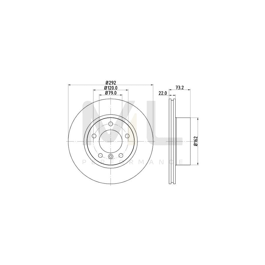 HELLA PRO High Carbon 8DD 355 128-341 Brake Disc Internally Vented, Coated, High-carbon, without wheel hub, without wheel studs