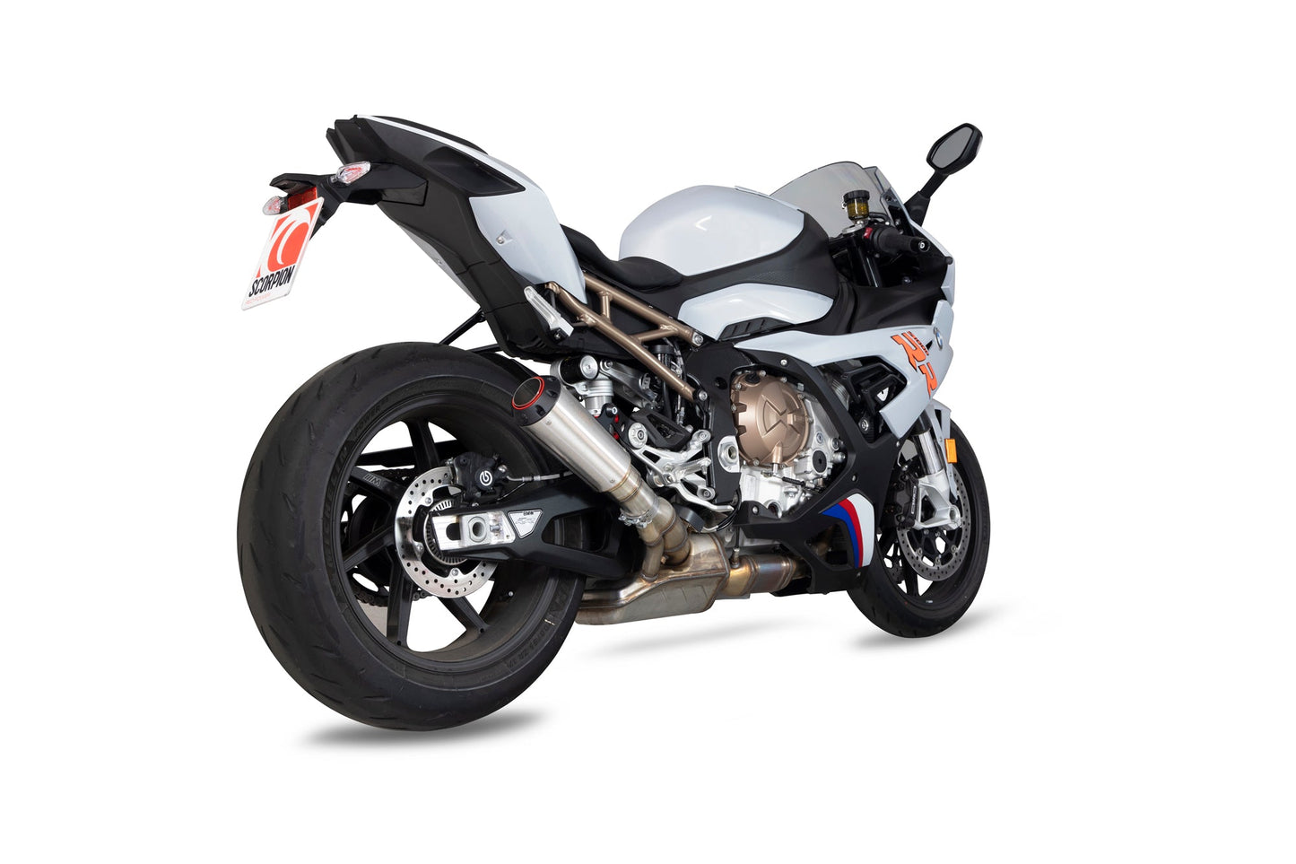 Scorpion PBM80SEO BMW S1000 RR Red Power Slip-On - Brushed Stainless Steel Sleeve | ML Performance US US