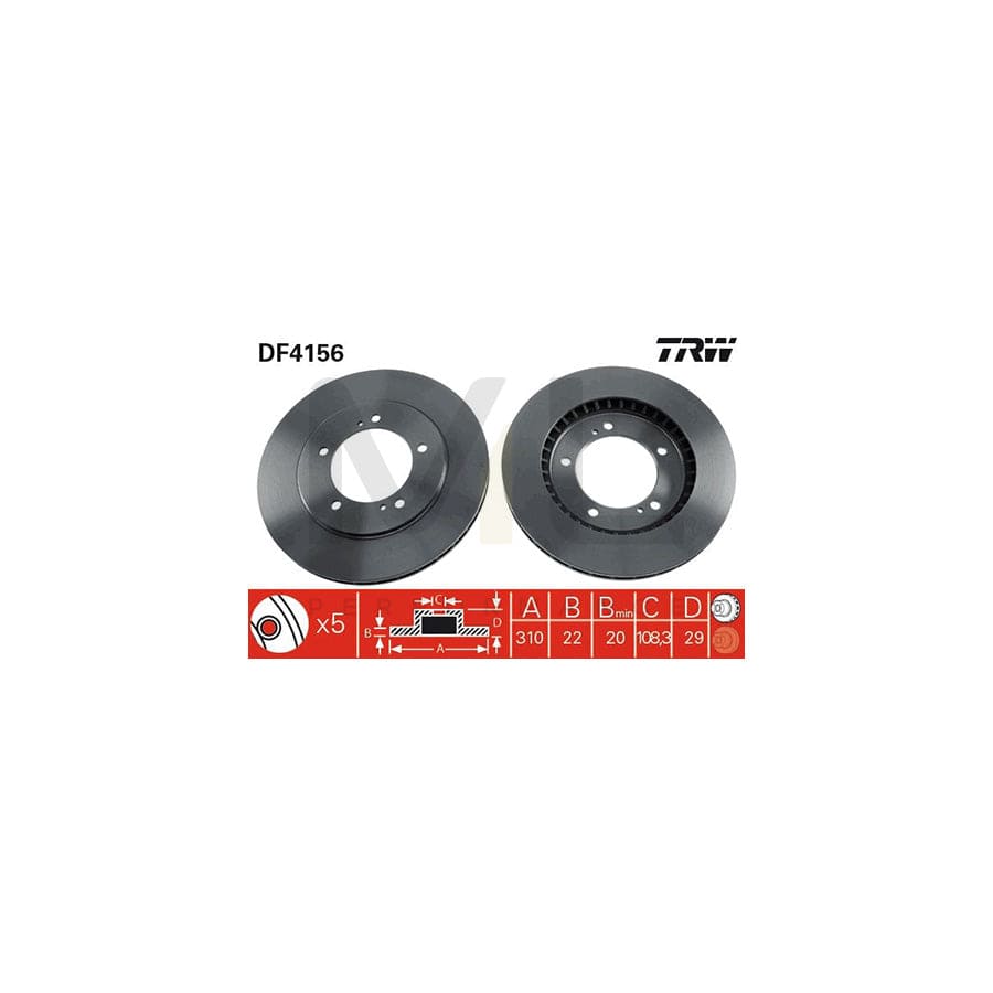 TRW DF4156 Brake Disc Vented, Painted | ML Performance Car Parts