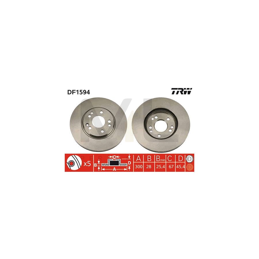 TRW DF1594 Brake Disc Vented, Painted | ML Performance Car Parts