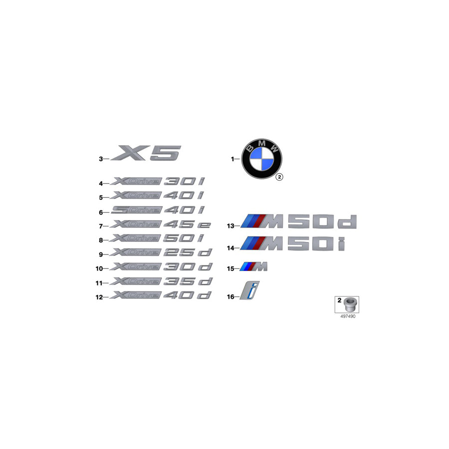 Genuine BMW 51147436019 G05 G07 Label X-DRIVE 30D (Inc. X5 30dX & X7 30dX) | ML Performance US Car Parts