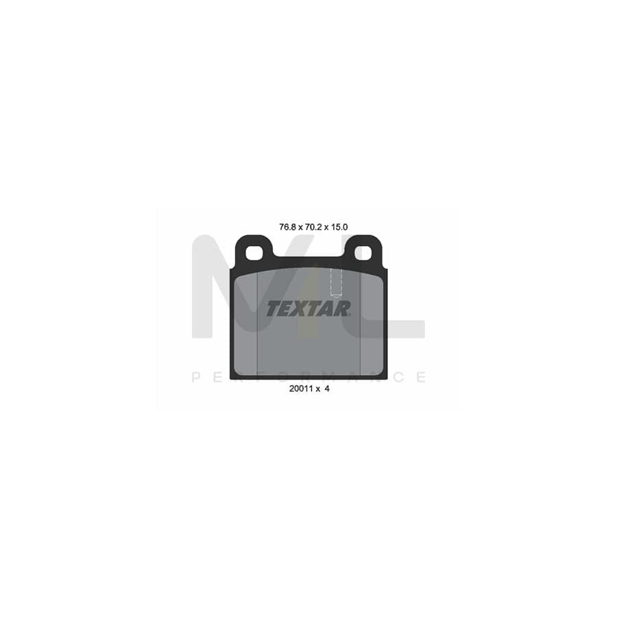 TEXTAR 2001102 Brake pad set not prepared for wear indicator | ML Performance Car Parts