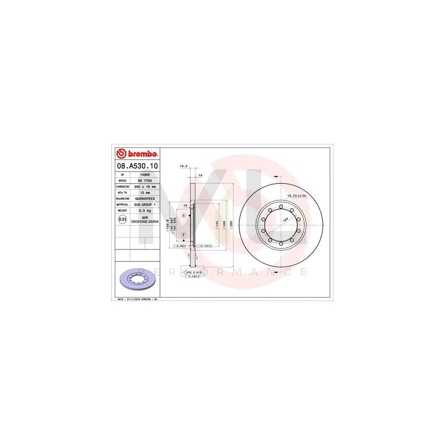BREMBO 08.A530.10 Brake Disc for FORD TRANSIT Solid | ML Performance Car Parts