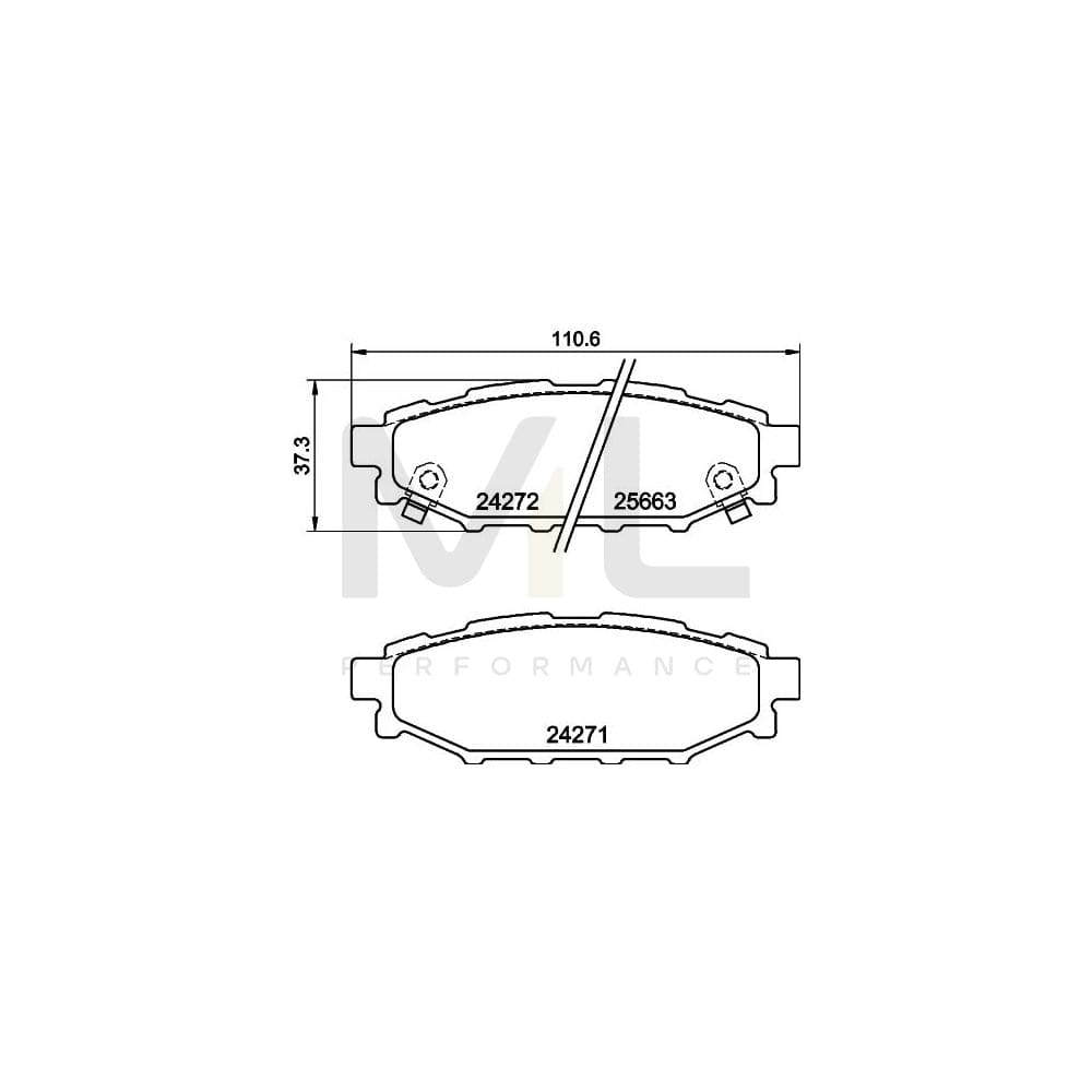 Hella 8DB 355 040-391 Brake Pad Set For Toyota Gt86 Coupe Without Acoustic Wear Warning, With Accessories