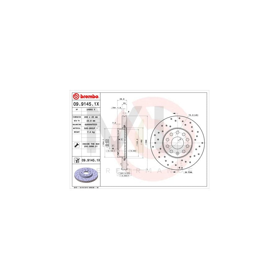 BREMBO 09.A235.10 Brake Disc Internally Vented, with bolts/screws | ML Performance Car Parts