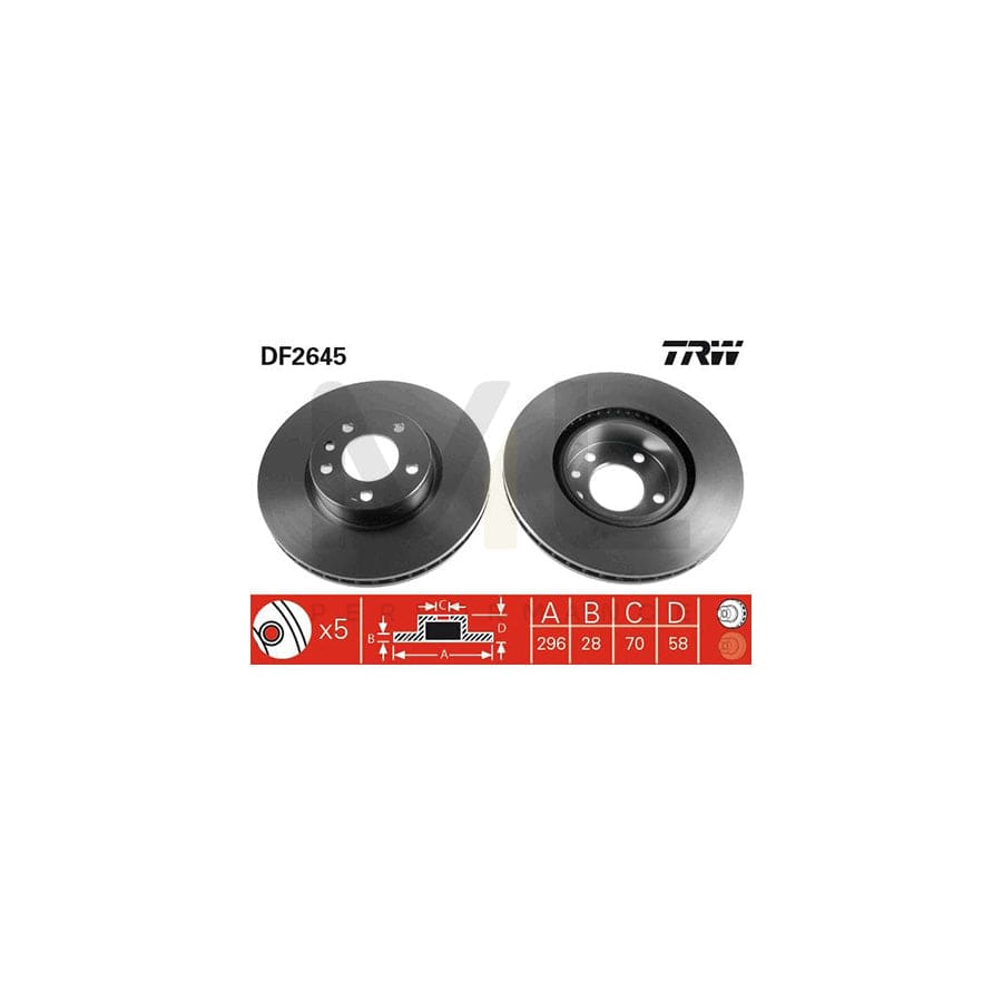 TRW DF2645 Brake Disc Vented, Painted, High-carbon | ML Performance Car Parts