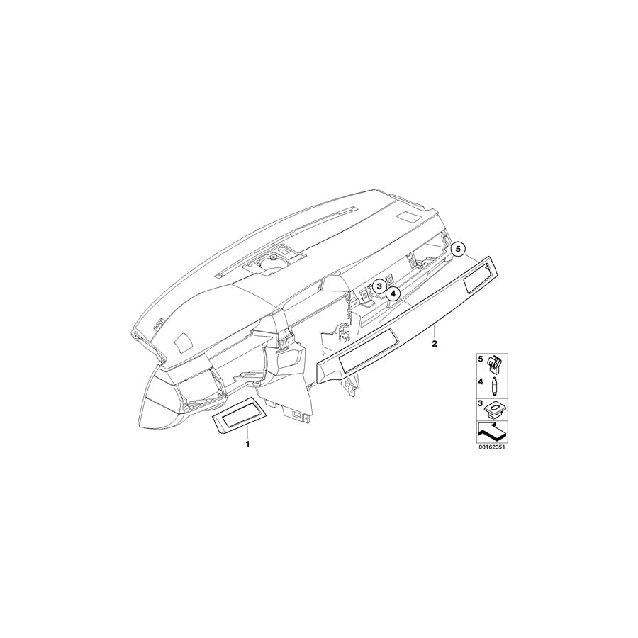 Genuine BMW 51457906361 E60 E61 Noble-Wood Strip, I-Panel Left CARRARA (Inc. & M5) | ML Performance US Car Parts