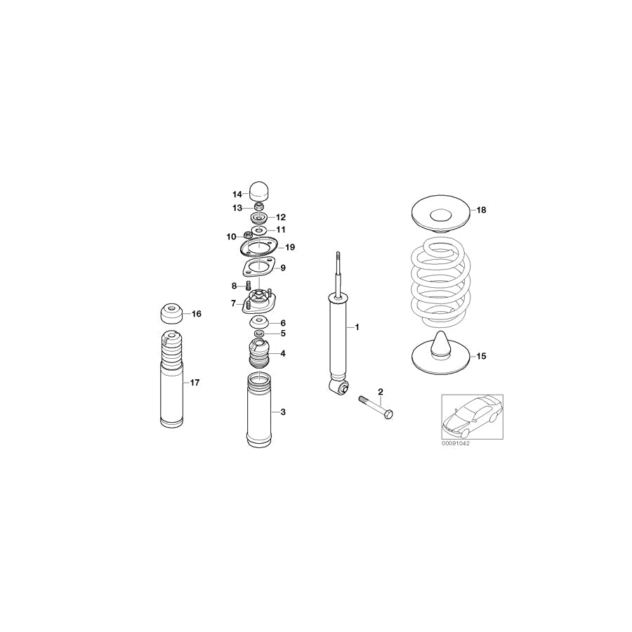 Genuine BMW 33522282100 E46 Shock Absorber, Rear (Inc. 330Cd, 320Ci & 323Ci) | ML Performance US Car Parts