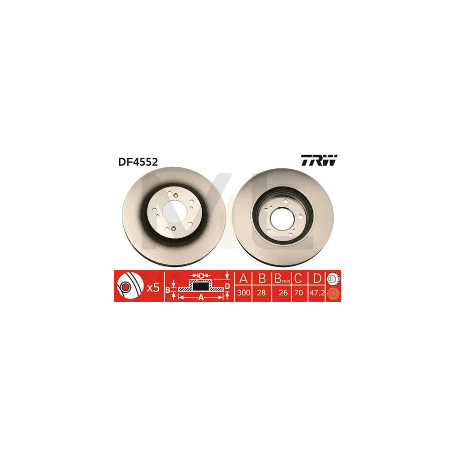 TRW DF4552 Brake Disc Vented, High-carbon | ML Performance Car Parts